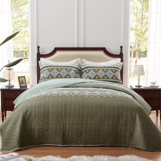 Quilt Set King Size 3 Piece Bedspread Coverlet Lightweight Comforter Microfiber - Image 2