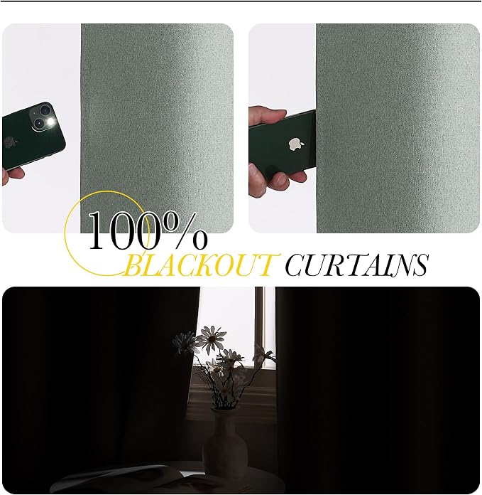 NICETOWN Full Shade Faux Linen Curtains 63 inches Long - Image 3