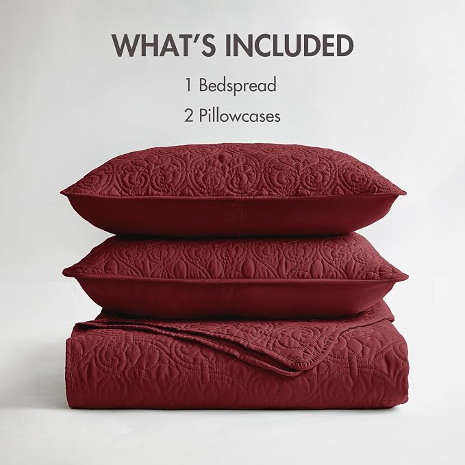 Madison Park Queen Quilt Bedding Set, Cottage-Inspired Damask, Classic Stitch - Image 9