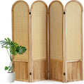 4 Panel Rattan Room Divider Screen, Boho Folding Privacy Screen | Decorative by Aletheiawu