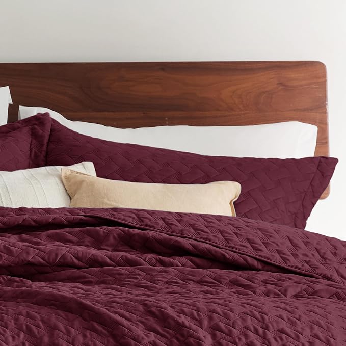 Bedsure King Size Quilt, Lightweight Comforter Set, Burgundy Red Bedspread | - Image 8