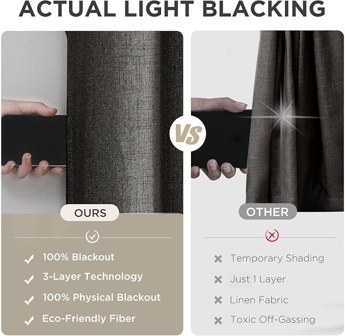 Joydeco Charcoal Grey Blackout Curtains 120 Inches Long, Extra Long Curtains - Image 6