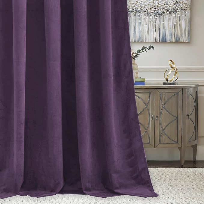 RYB HOME Purple Velvet Blackout Curtains 84 inches - Image 7