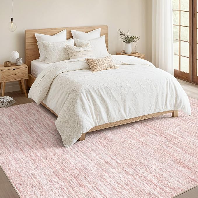 Nakagishi Boho 6x9 Area Rug Living Room Rugs Machine Washable Pink | Soft - Image 5