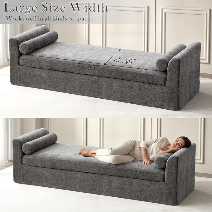 Aoiy & Wifon 90.6" W Chaise Lounge Chair Indoor, Upholstered Oversized End of - Image 4