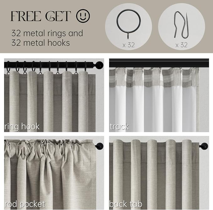 Topfinel 92 Inch Linen 100% Blackout Curtains 2 Panels - Image 3