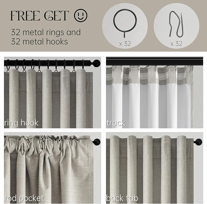 102 inch blackout curtains for Sliding door 2 Panels 100% Blackout Linen - Image 3