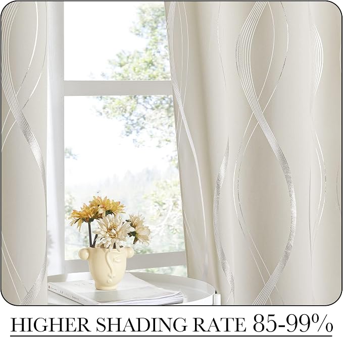 NICETOWN Beige Kitchen Curtains Small Blackout Panels 34 by 54 Inch, Window - Image 4
