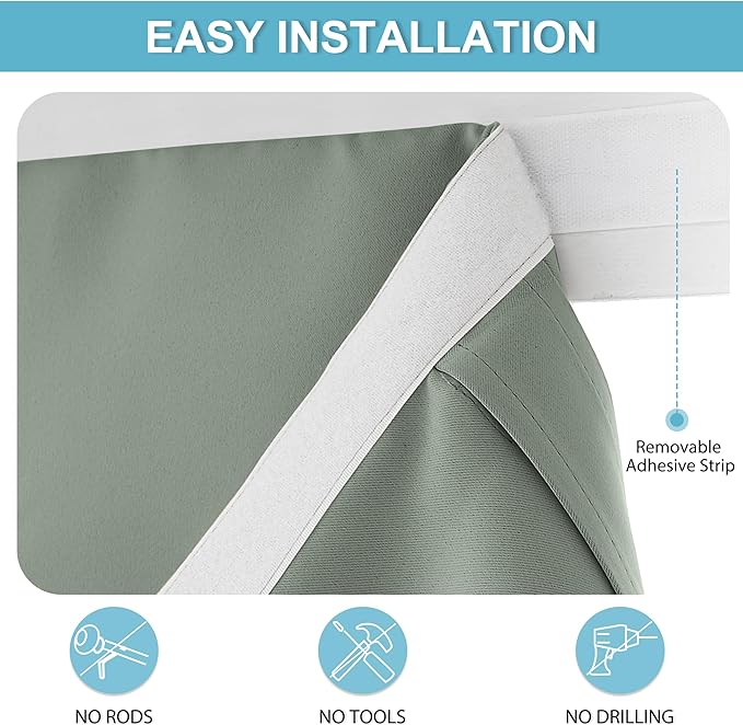 RYB HOME French Door Curtain 80 inch Long, Self Adhesive, - Image 2