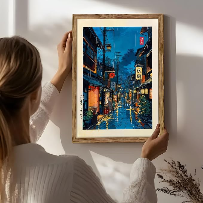 Framed Japanese Wall Art, Asian Tokyo Tea House Canvas Wall Decor Painting - Image 7