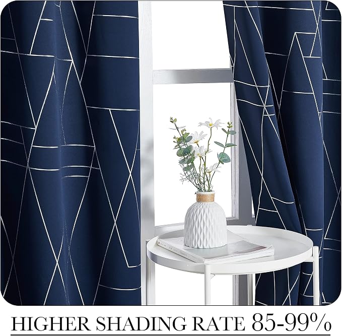NICETOWN Blackout Curtain Panels 84 inches Long, Window Treatment Foil Printed - Image 3