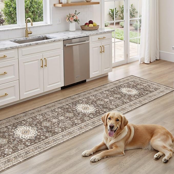 cotiled 2x8 Hallway Runner Rug for Entryway, Non-Slip Vintage, Dark Brown | - Image 7