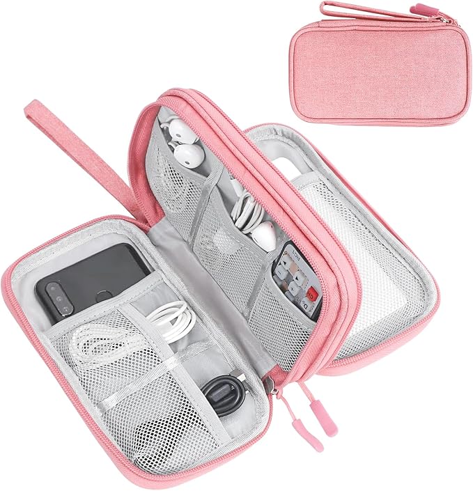 FYY Electronic Organizer, Travel Tech Pouch Bag, Cable Organizer Pink | Wrist by FYY