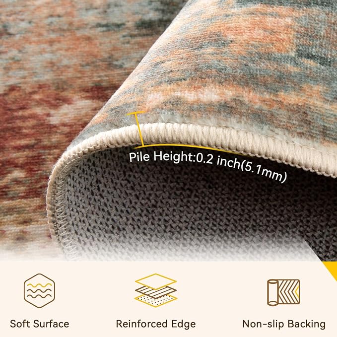 RELEANY Washable Runner 2'6"x8' Abstract Area Rug - Image 2