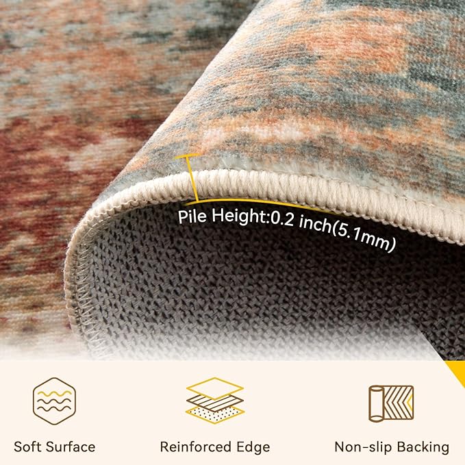 RELEANY Washable Runner 2'6"x10' Abstract Area Rug - Image 2