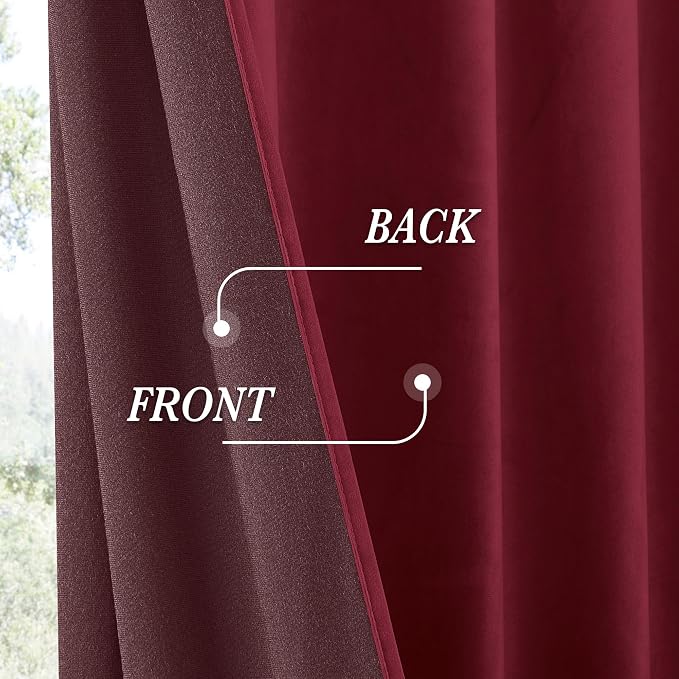 RYB HOME Velvet Curtains 108 inches Long, Extra Long High Ceiling Curtains | - Image 5