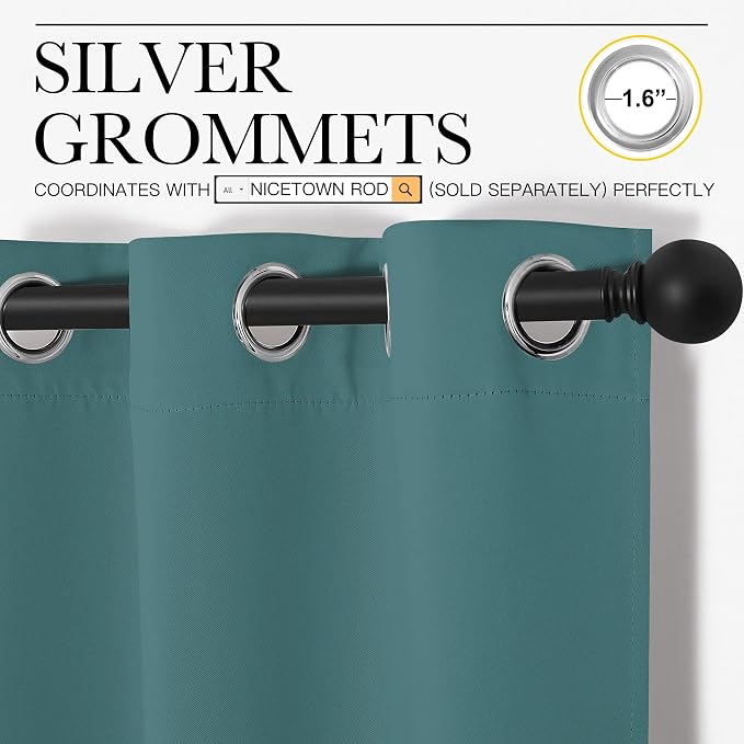 NICETOWN Short Kitchen Blackout Curtains, Thermal Insulated Solid Grommet - Image 3