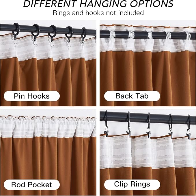 RYB HOME Velvet Curtains 108 inches Long, Extra Long High Ceiling Curtains | - Image 4