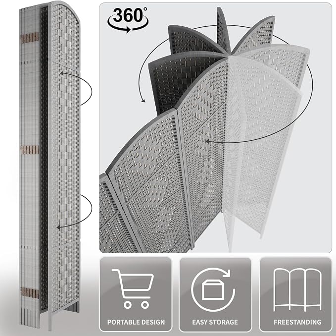 RHF Room Divider Panel, Partition Room Dividers, 6 Panel Privacy Screen - Image 7