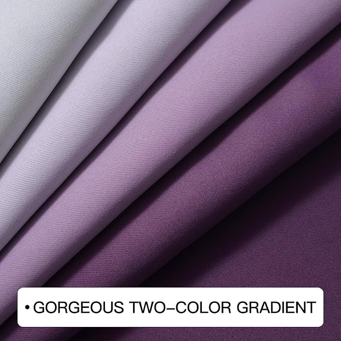 COSVIYA Grommet Room Darkening Ombre Purple Curtains W52xL90 inch | Purple and - Image 4