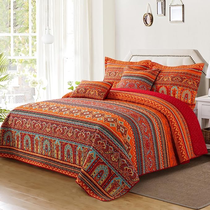 VAPUTAR Quilt California King Size Bedding Set, 100% Cotton Face King Quilt | - Image 2
