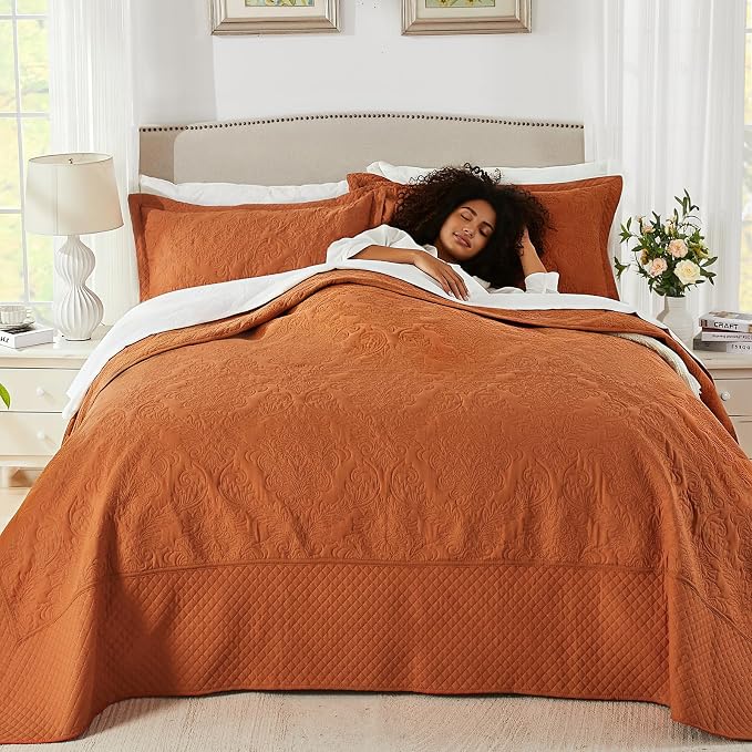 Burnt Orange 138x122 Extra Wide Oversized King Quilts - Image 3