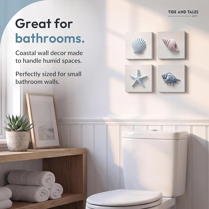 Tide and Tales 3D Seashell Wall Art, Coastal Bathroom Wall Decor, Textured 3D - Image 5