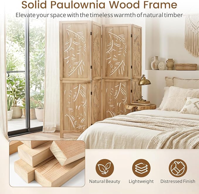 GIANTEX 4 Panel Boho Room Divider - Image 6