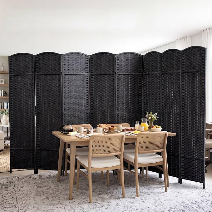 8 Panel Woven Room Divider, Freestanding Decorative Room Partition - Image 7