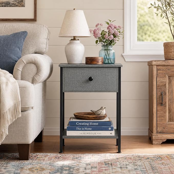 VECELO Nightstand, Modern Bedside End Table, Night Stand - Image 2
