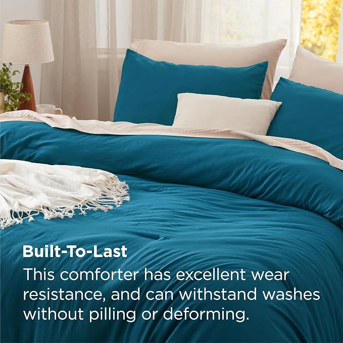 Bedsure King Comforter Set, Teal Soft Prewashed Bedding - Image 3