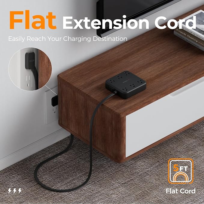 TESSAN 5Ft Black Extension Cord - Image 5