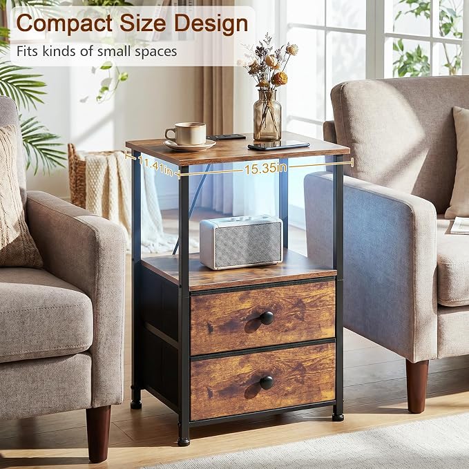 Nightstands Set of 2, LED Night Stand - Image 7