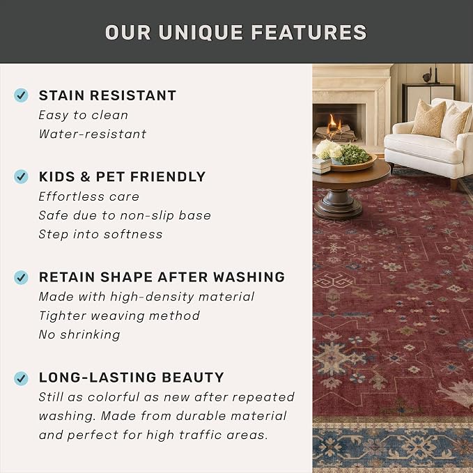 Turkish 4x6 Rug for Living Room Small - Image 7