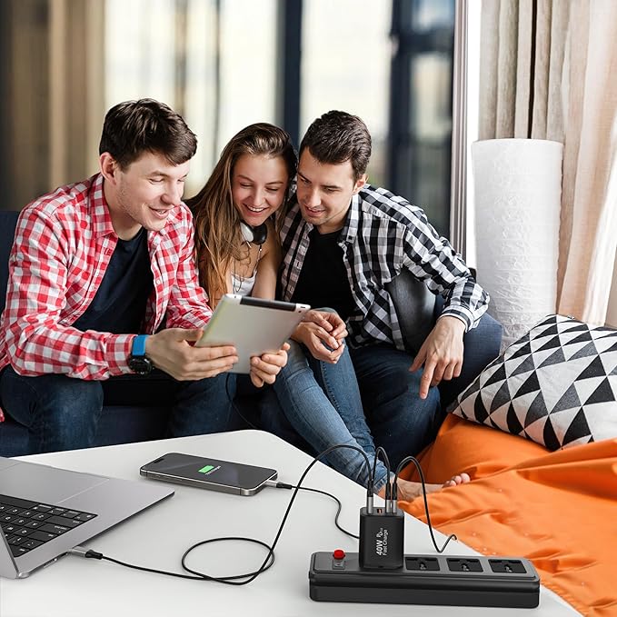TT&C USB C Block 40W, 4 Ports Wall Plug Fast Charging Block, PD+QC Multiport Power Adapter USB C Charger Type C for iPhone 17, 17 Air, 17 Pro, 17 Pro Max, 16,15,14,13,12 Galaxy Phones-(Black 1Pack)