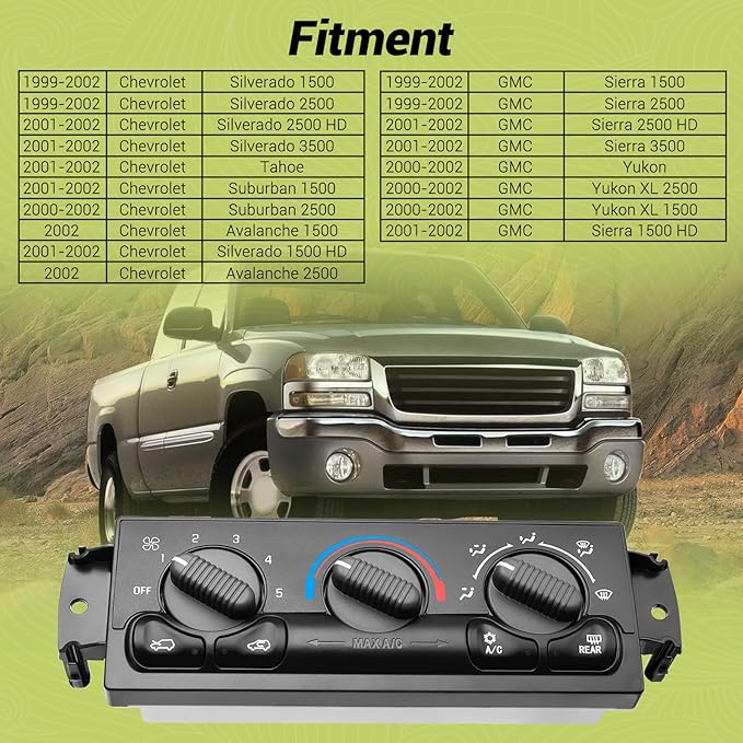 599-193 AC Climate Control Module Compatible with Select Chevrolet & GMC Air Conditioning Module Panel, HVAC Temperature Control Switch Unit, 599193 A/C Heater Climate Control Module