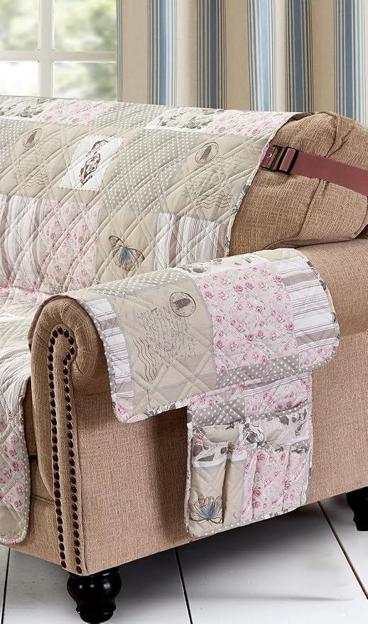 Brilliant Sunshine Grey Cupid & Pink Rose Couch Armrest Cover, Armrest - Image 7