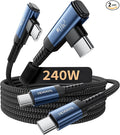USB C Cable [2Pack, 3.3ft] 240W Fast Charging Type C Cord, Nylon Braided USB 2.0 Cable for iPhone 17 16 15 Pro Plus Pro Max Air, iPad Pro, Samsung Galaxy S24 S23, Switch, MacBook Pro, Pixel-Blue