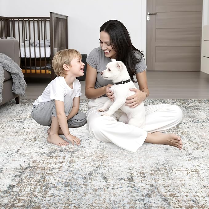 6x9 Area Rug Living Room Rug: Washable Modern Abstract Soft Thin Rug Indoor - Image 9
