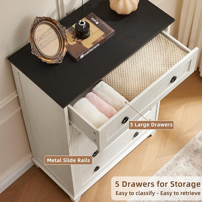 Joaxswe Farmhouse 5 Drawer Dresser - Image 9