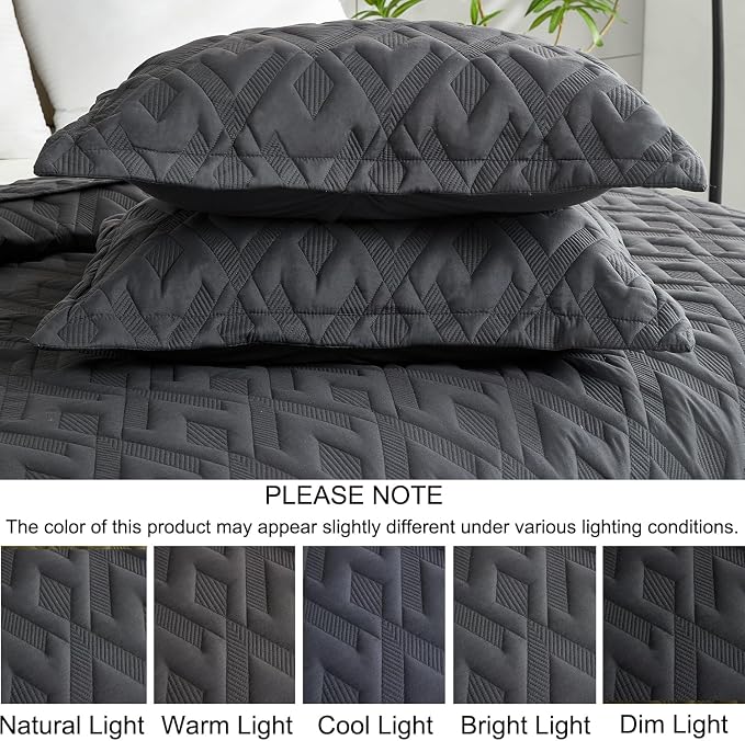 Cmfshape Diamond Embroidery Quilt Set, 3 Pieces King Quilt Bedding Set - Image 6