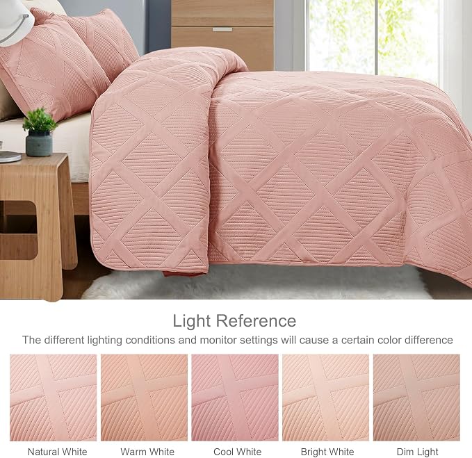 Exclusivo Mezcla Quilt King Size, Blush Pink | Soft Bedspreads - Image 3
