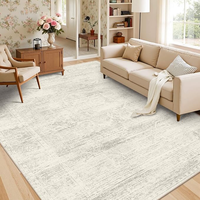 Latte&Fog 6x9 Area Rugs for Living Room Washable Large Neutral Ivory Rugs | for - Image 3