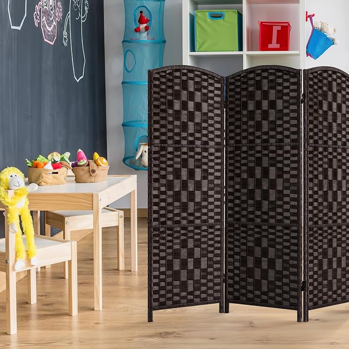 HALLYBEE Short Room Divider Folding Privacy Screens, 3 Panel Dark Mocha | - Image 8