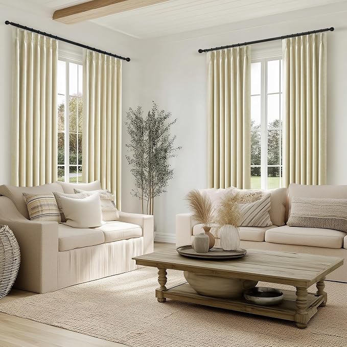 102 Inches Long 100% Blackout Natural Linen Curtains, Farmhouse Pinch Pleated - Image 5