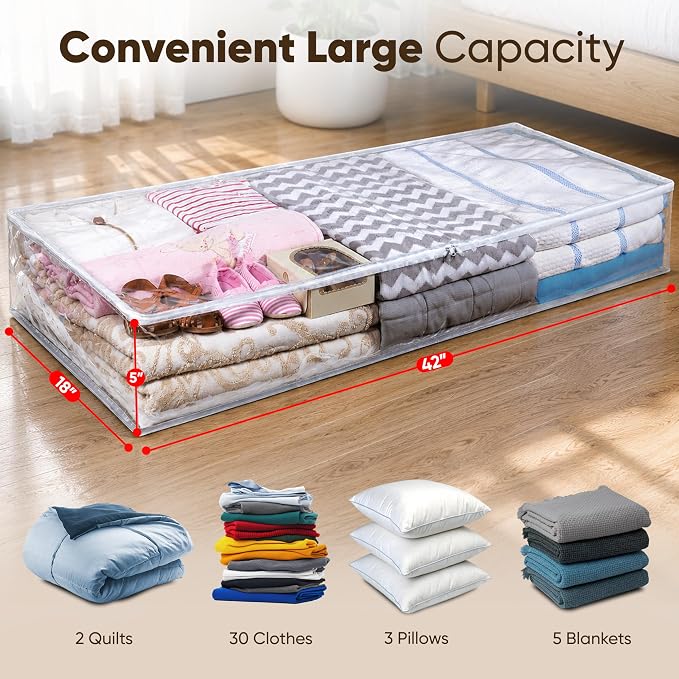 Masirs Clear Underbed Storage Bag, Durable Vinyl Material to Shield Your - Image 2