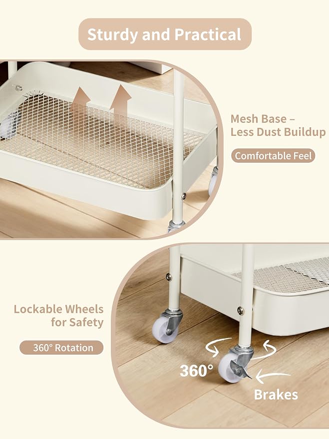 Baby Diaper Caddy, 3 Tier Rolling Cart - Image 4