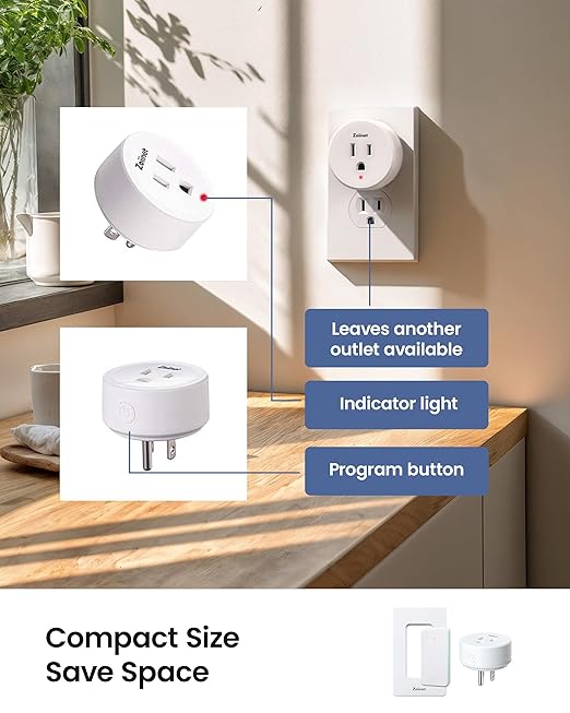 Zoiinet Remote Control Outlet Plug Switch, Buckle Design & Removable Wireless Light Switch, No Wiring Needed, 300 ft, 15A/1500W, Programmable, for Household Appliances(2 Pack)