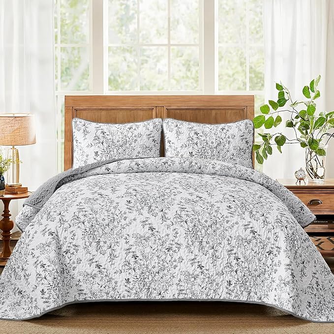 WONGS BEDDING Botanical Twin Bedding Quilt Set, Polyester Coverlet, Breathable by WONGSBEDDING