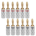 WGGE WG-009 Banana Plugs Audio Jack Connector, 24k Gold Dual Screw Lock Speaker Connector for Speaker Wire, Wall Plate, Home Theater, Audio/Video Receiver and Sound Systems (6 Pairs / 12 pcs)